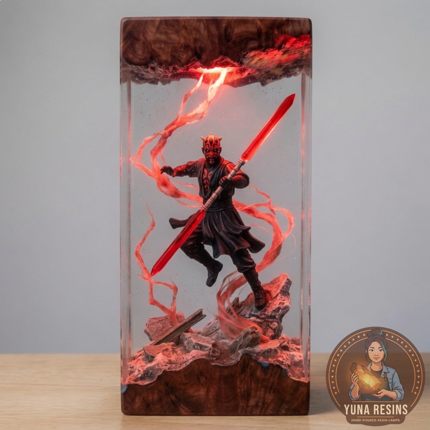 Second Blade resin lamp, lit