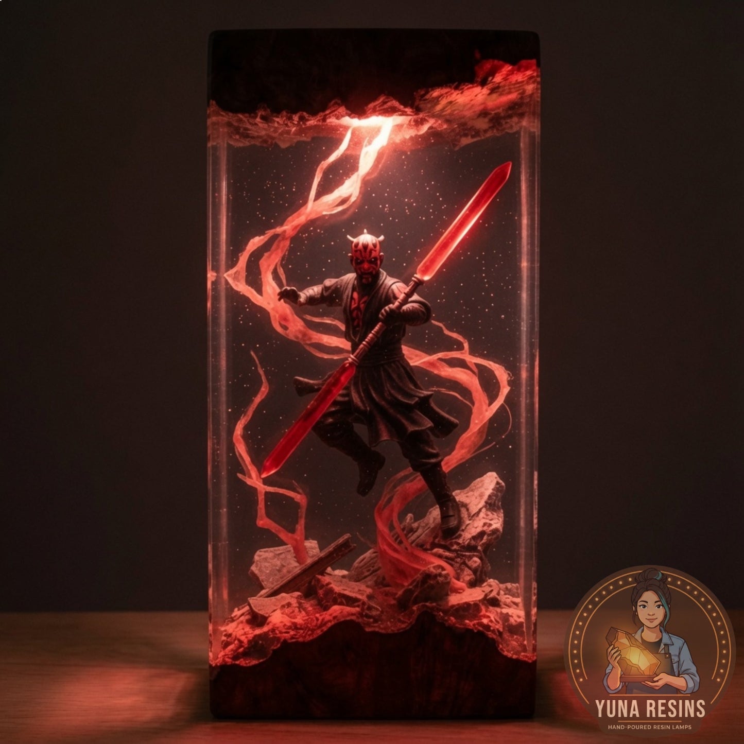 Second Blade resin lamp glowing in the dark