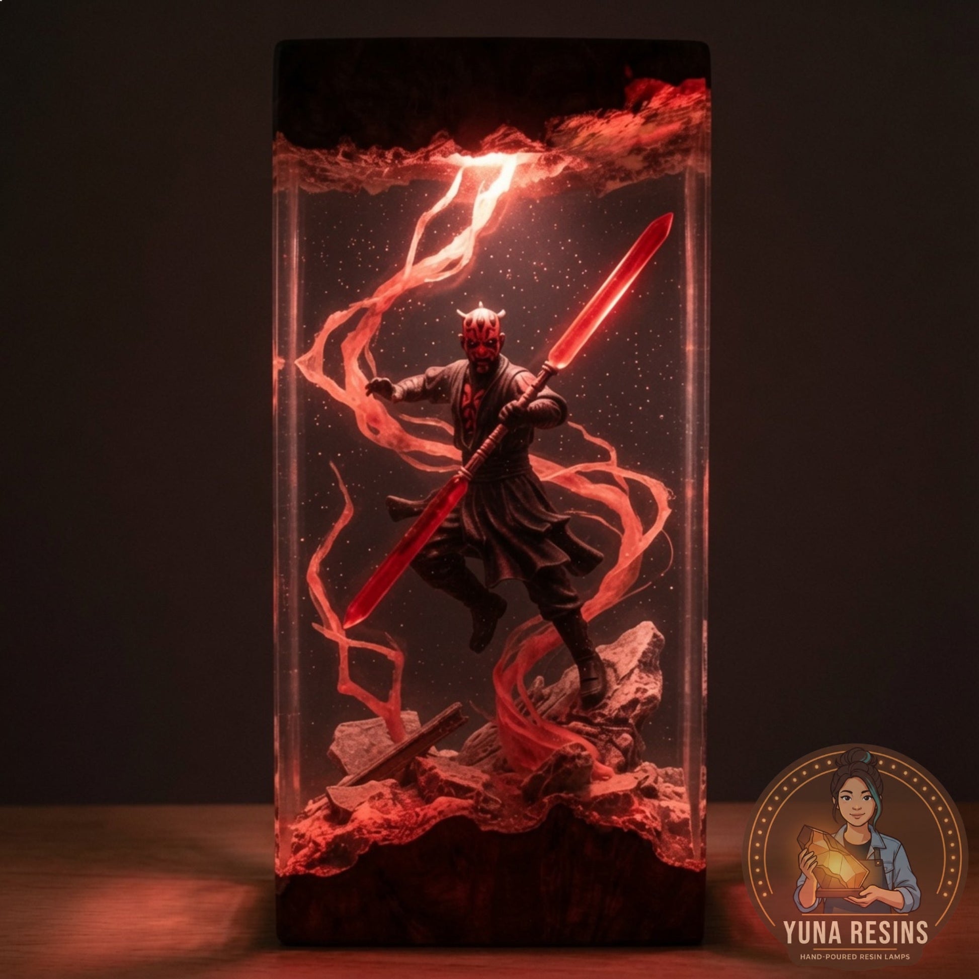 Second Blade resin lamp glowing in the dark