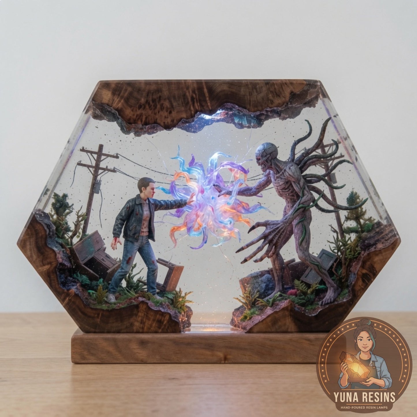 Empty Street resin lamp, lit
