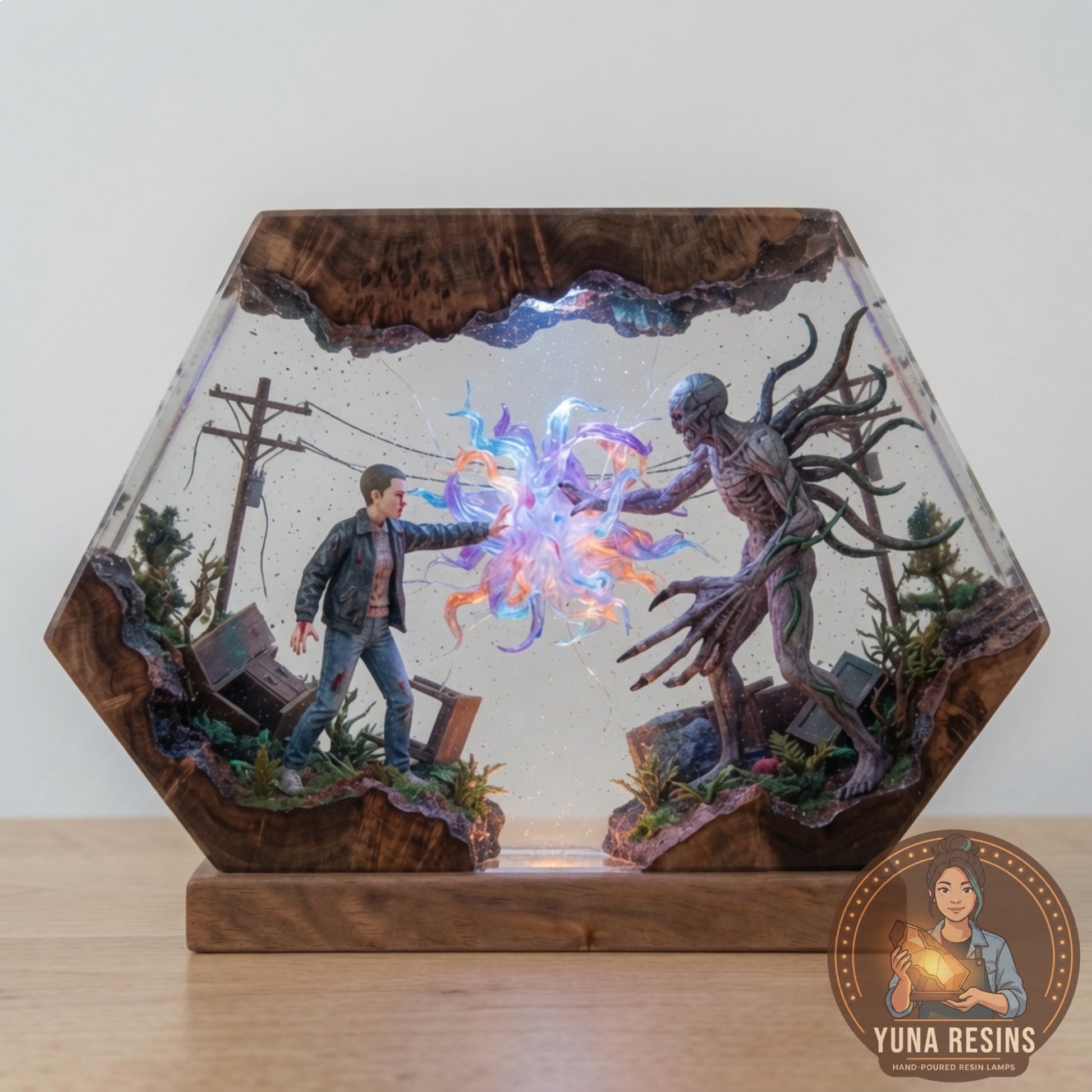 Empty Street resin lamp, lit