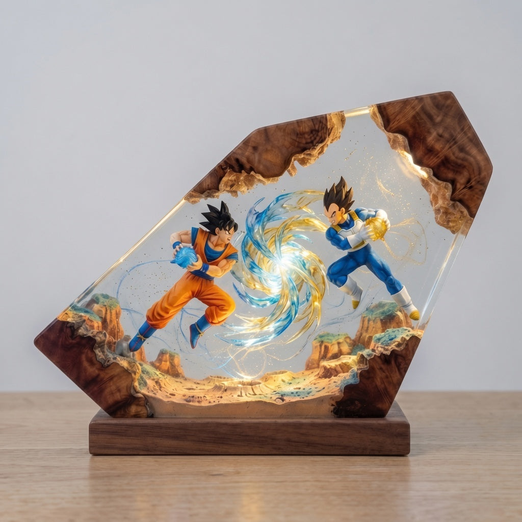 Prince and Peasant resin lamp in daylight