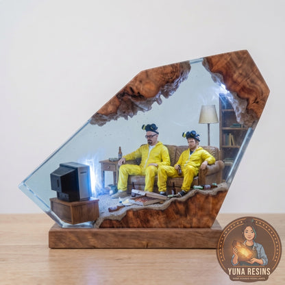 Movie Night resin lamp, lit