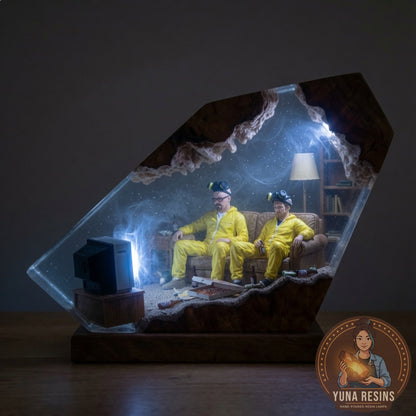 Movie Night resin lamp glowing in the dark
