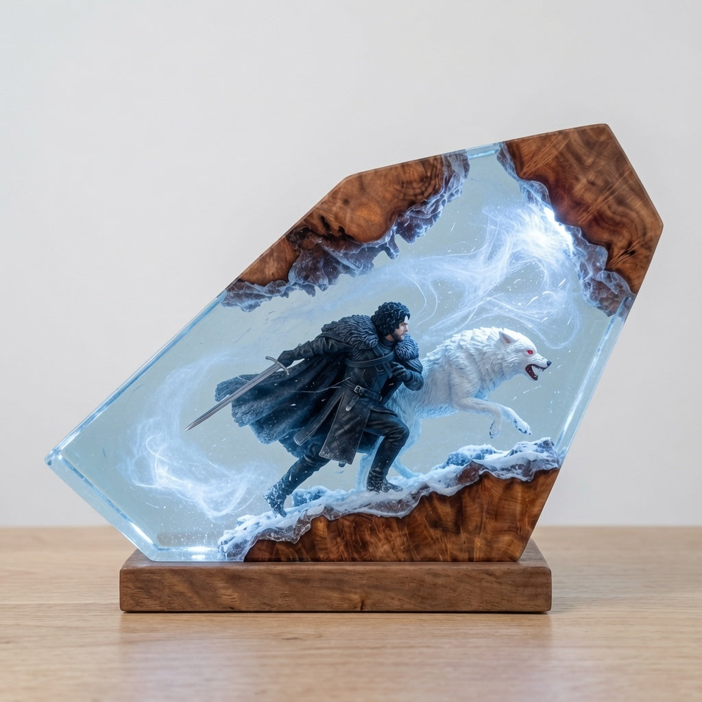 Winter's Charge resin lamp in daylight