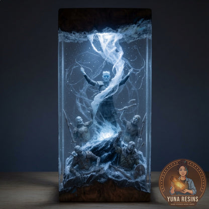 The Dead Rise resin lamp glowing in the dark