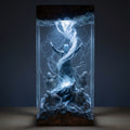 The Dead Rise resin lamp glowing in a dark room