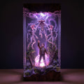 Hive Mind resin lamp glowing in a dark room