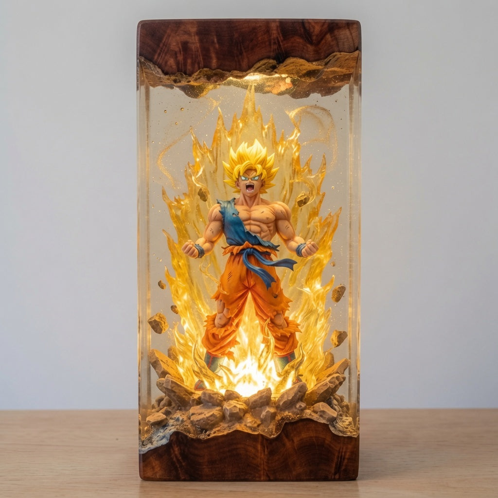 Grief and Gold resin lamp in daylight